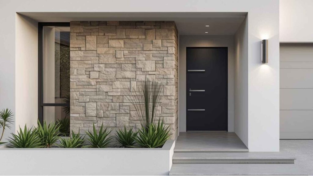 Textured decorative concrete wall tiles for outdoor walls